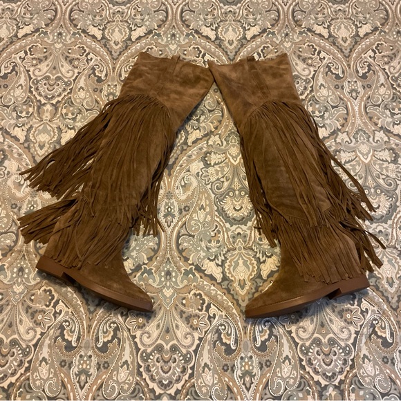 NWT ASH. Gipsy Boho Fringe Suede Leather Knee High Boots Women’s Sz 39 - Picture 8 of 14